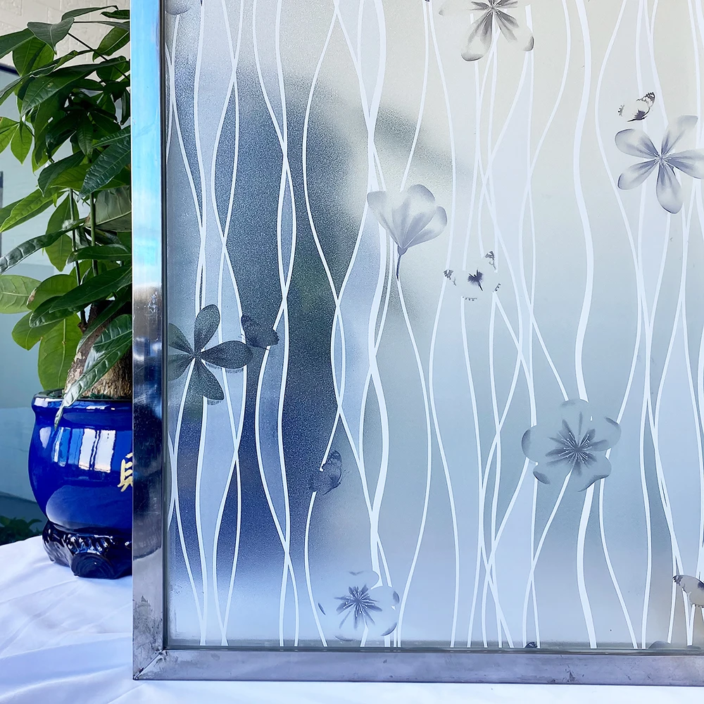 3D Matte Window Film Privacy Self Adhesive Frosted Vinyl Glass Film Stained Window Sticker Decorative Window Clings for Home