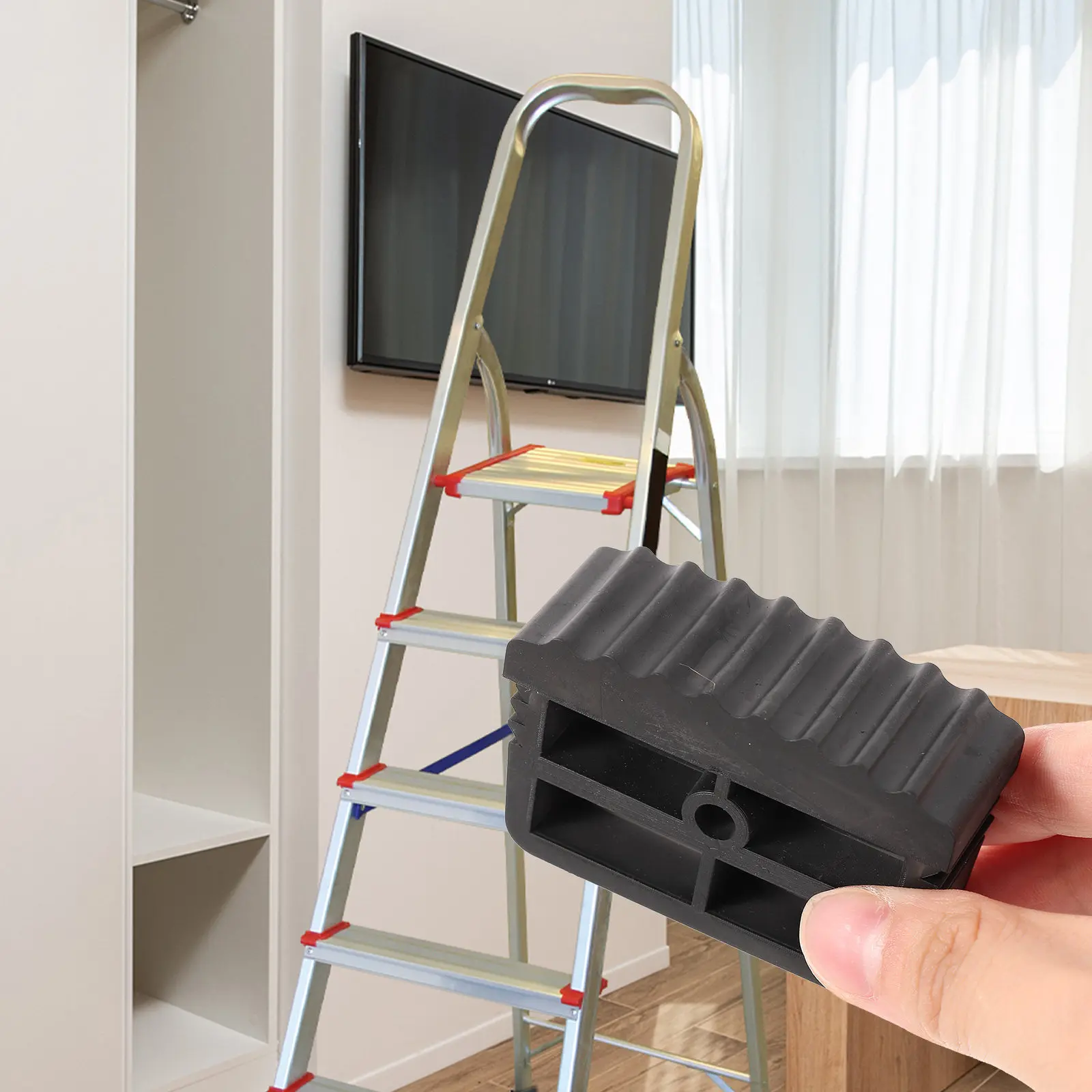 Ladder Feet Rubber Pad Nonslip Protective Cover Replacement Foot Caps for Ladder Safety Stability Floor Protector