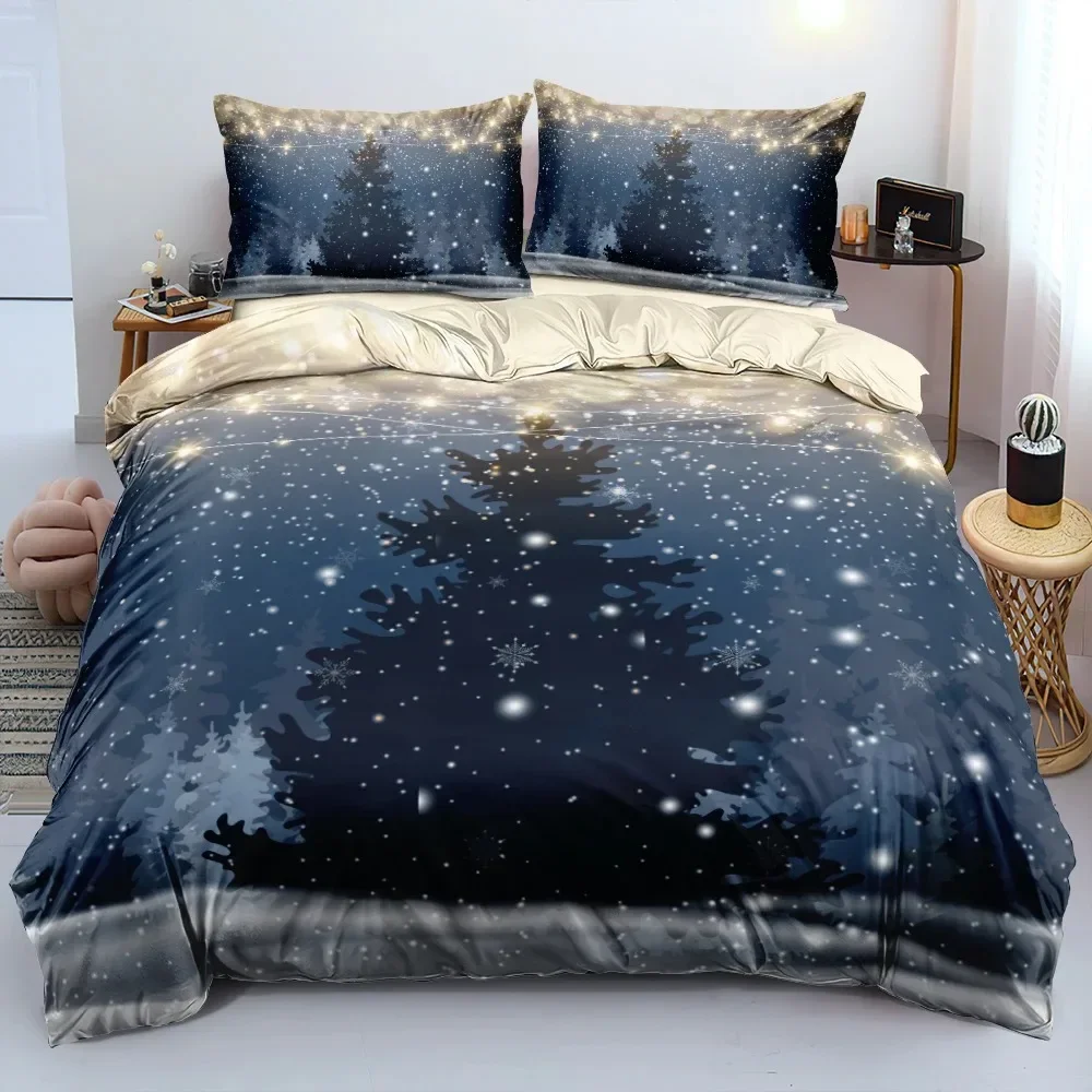Christmas Tree Star Comfortable Duvet Quilt Cover Pillowcase Bedding Set Children Bedroom Decoration Home Textile