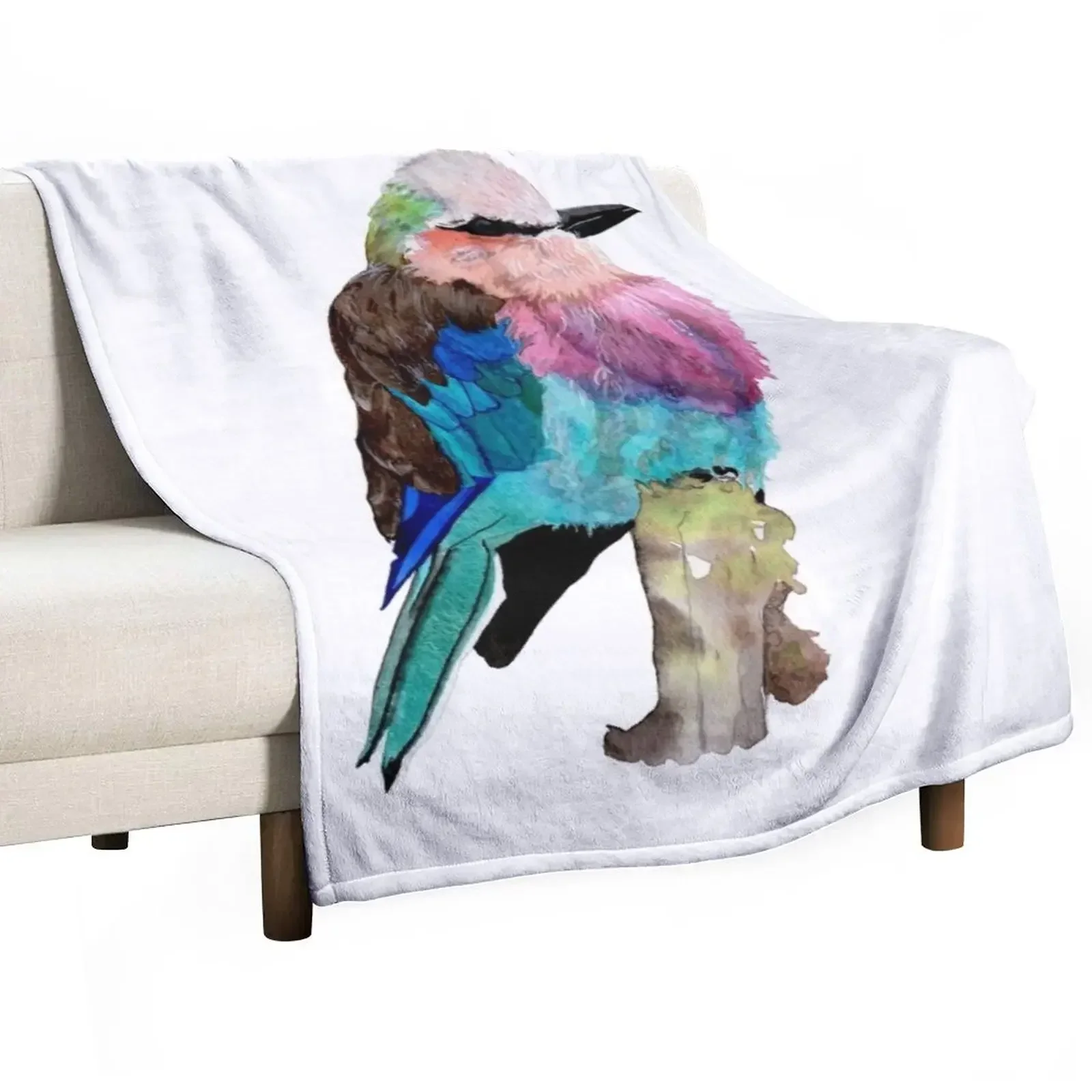 

New Lilac Breasted Roller Bird Throw Blanket Shaggy Bed covers Blankets