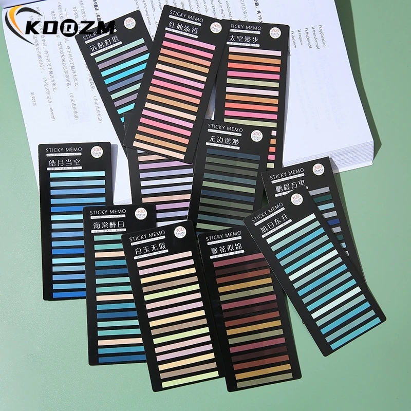 300Sheets Translucent Rainbow Color Index Sticky Notes Paper Sticker Notepad Bookmark School Supplies Kawaii Stationery Gifts