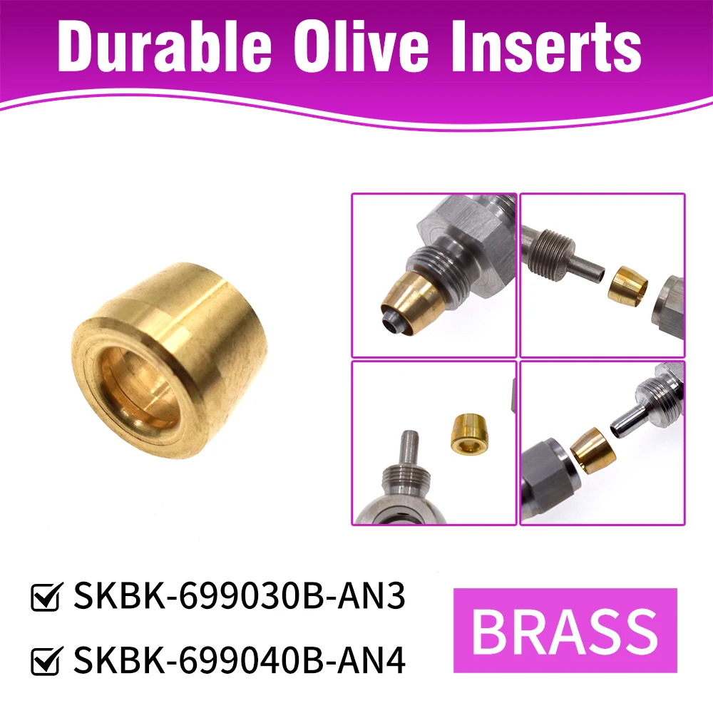 SK CUSTOM Brake Connector Fittings Durable Olive Inserts AN3 AN4 Hose End Connector Brass Fitting For Brake System Car Motorbike