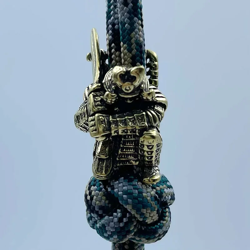 Brass Japanese Broadsword Samurai EDC Knife Beads Keychain Lanyard Pendants DIY Paracord Woven Bracelets Charms Accessories Gift