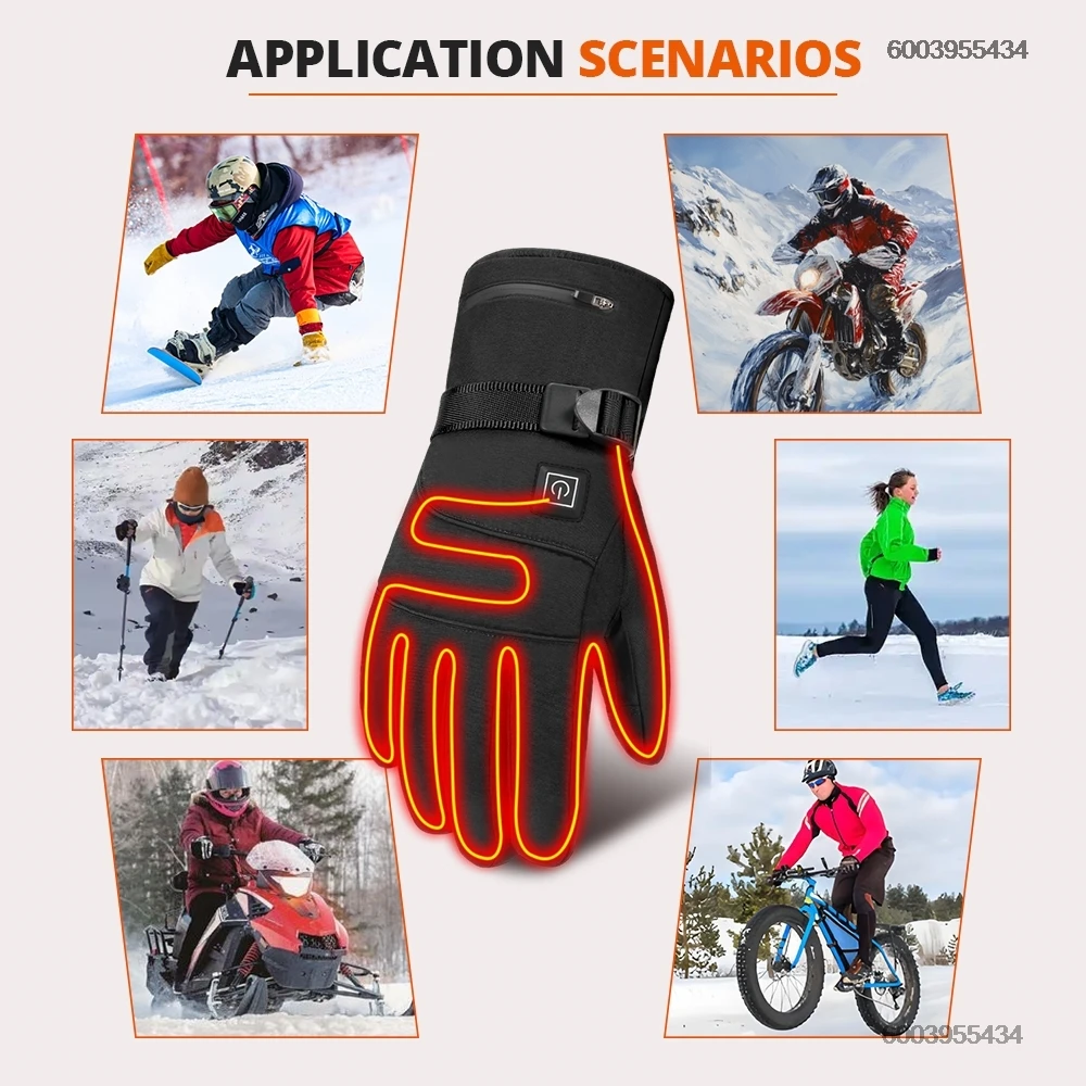Moto Heated Gloves 8500mah Rechargeable Self Heating Gloves Outdoor Windproof Electric Heating Skiing Gloves Men view 5