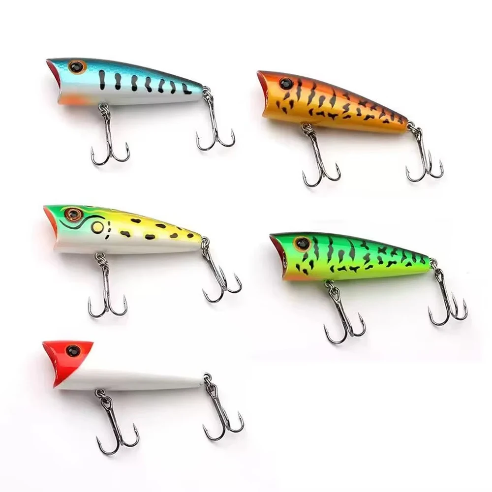 1 Stück 60mm 8g Isca Popper Köder Schwimmender Rasselköder Poper Oberflächenköder Harter Kunstköder Wobbler für Barsch, Hecht, Zander