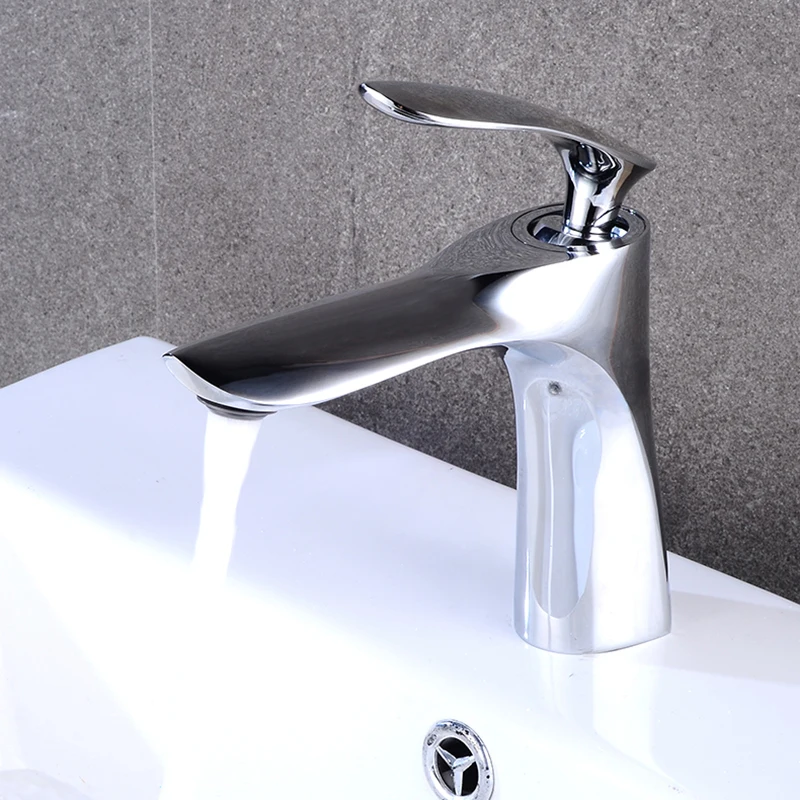 TOLM Creative Design Brass Chrome Black Whte Golden Shite Single Handle Bathroom Sink Faucet Mixer Tap Cold And Hot Basin Faucet