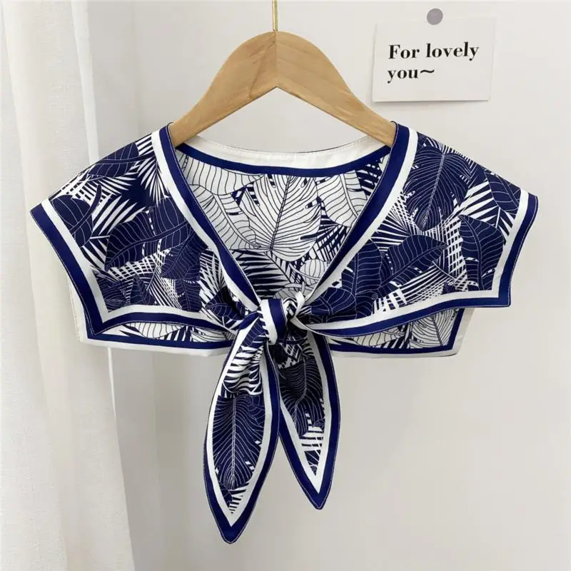 Front Tie Women Shawl Fake Collars Female Summer Cool Print Detachable Collar Dress Shoulder Wrap Shirt Blouse Tops False Collar