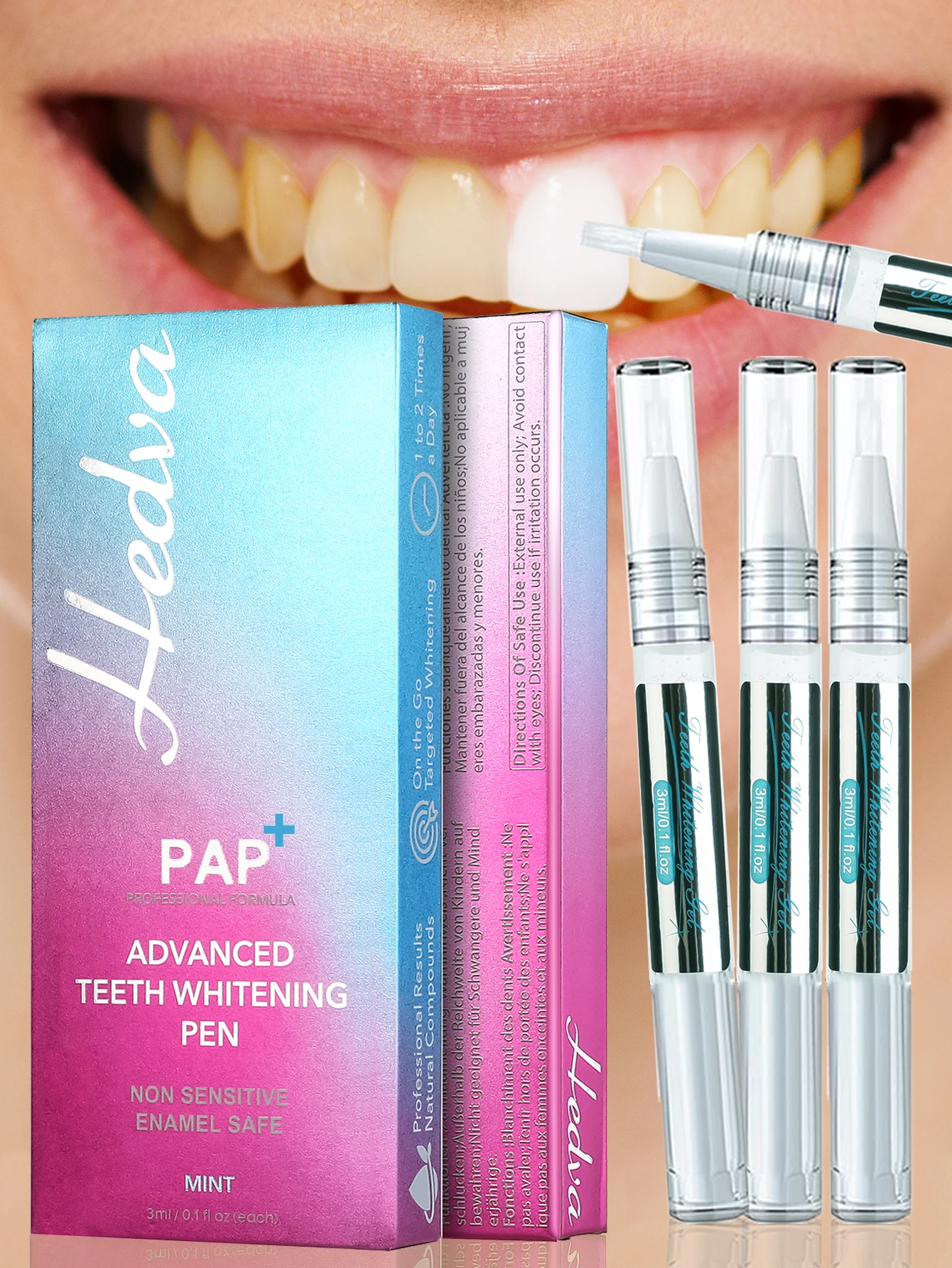 Hedva PAP+ Teeth Whitening Pen Safe Formula 7-Day Rapid Results Remove Coffee Smoke Tea Stains Glamorous Smile Oral Accessory