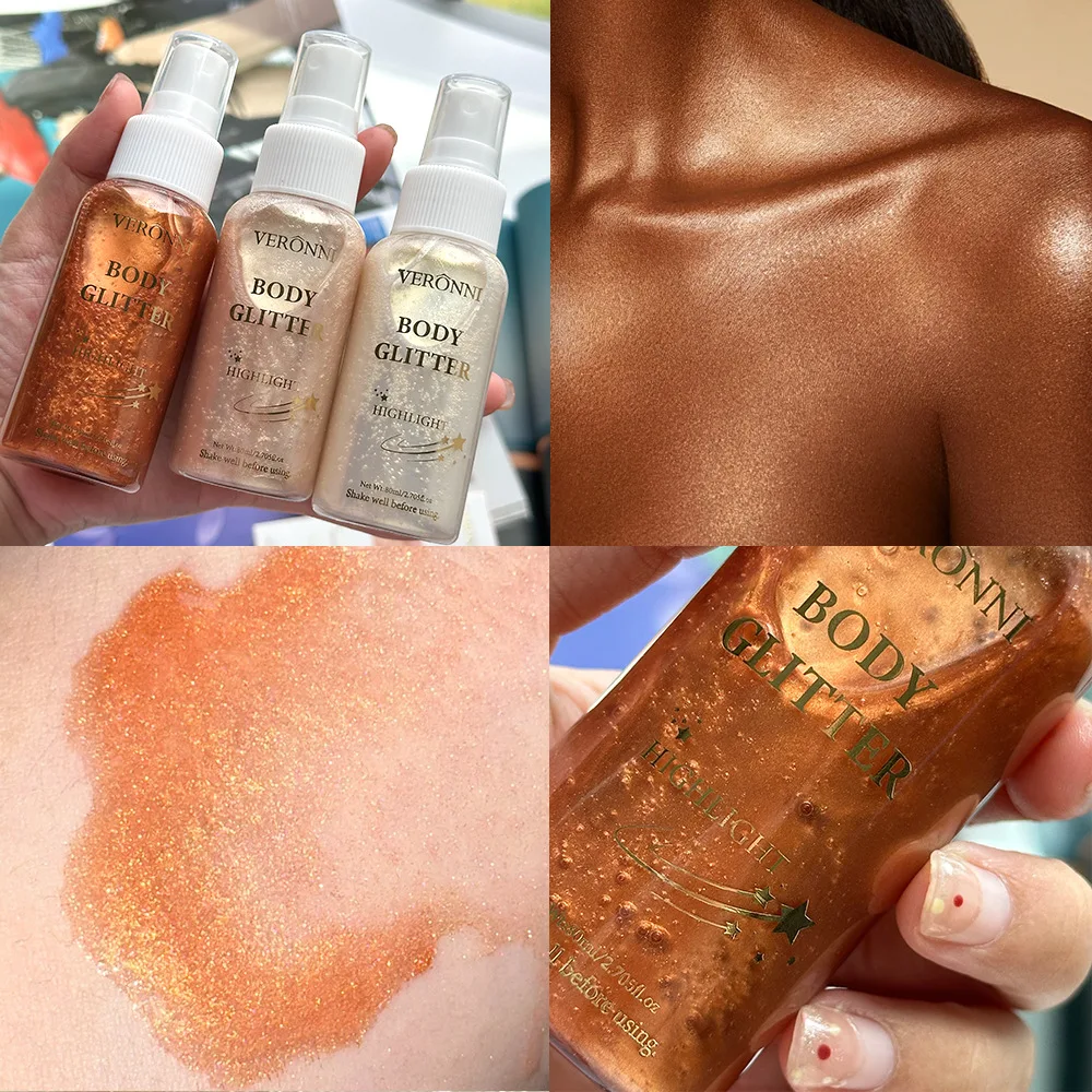 

Waterproof Sulfur Light Spray Long-lasting Grooming Liquid Face Body Highlight Fine Glitter Beauty Makeup