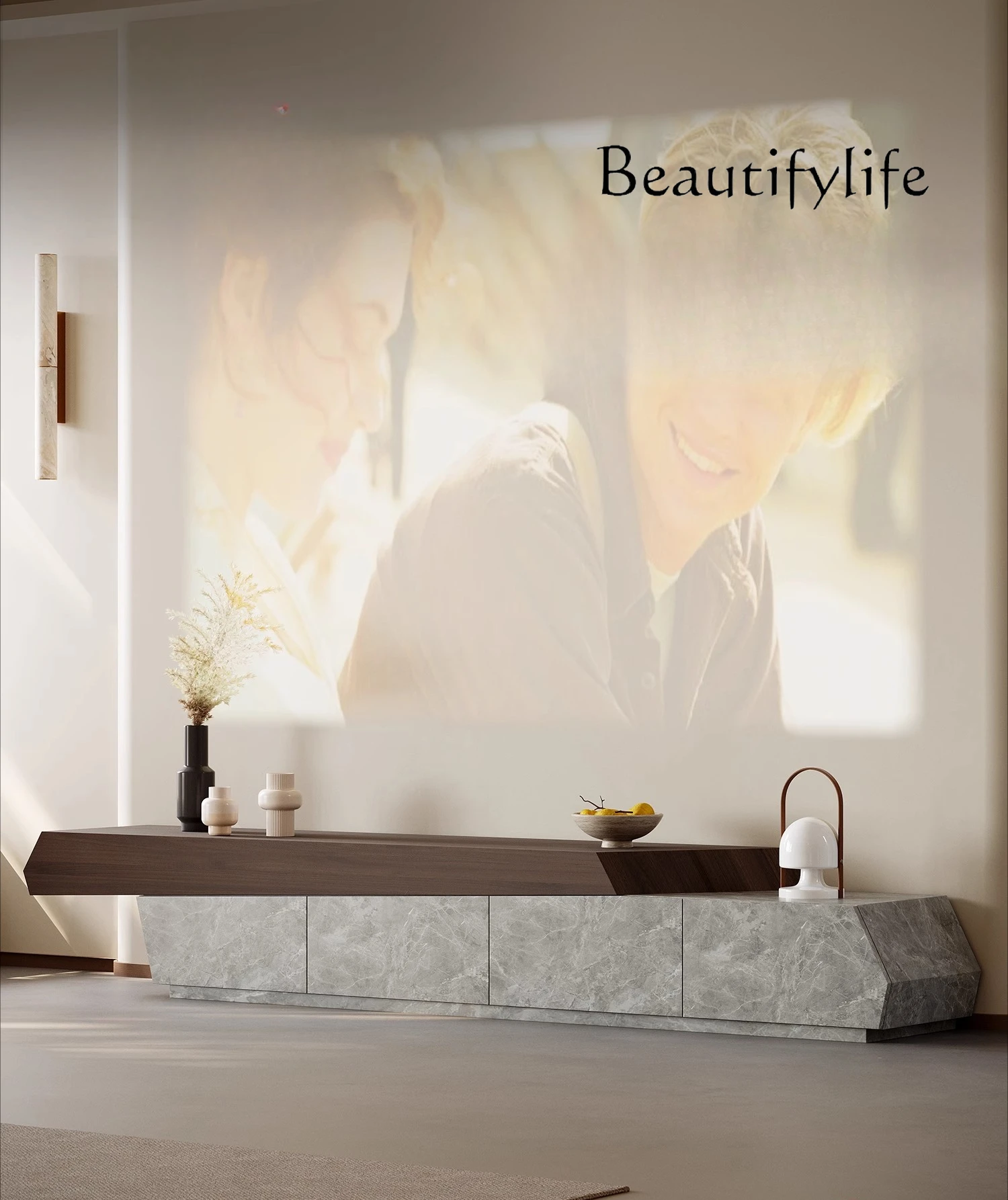 خزانة تلفزيون إيطالية جديدة لغرفة المعيشة وخزانة تلفزيون أرضية فاخرة وخفيفة الوزن