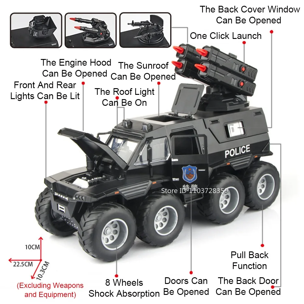 1:24 スケール Avtoros シャーマンパトカーモデルおもちゃ合金ダイキャストオフロード車サウンドライトドアオープンプルバック子供のためのギフト