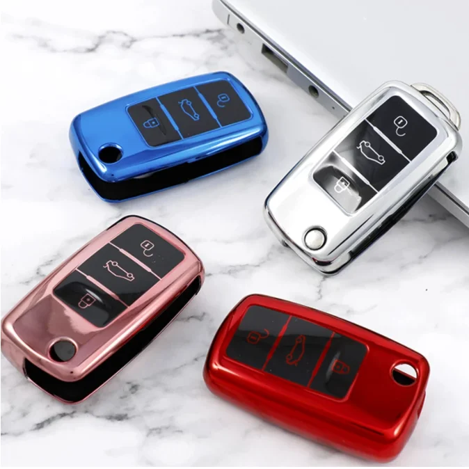 Soft TPU Car Key Case Cover Bag Shell Keychain for VW Polo Bora MK 6 Passat Beetle Jetta 캐디 Eos Tiguan for Skoda Octavia 