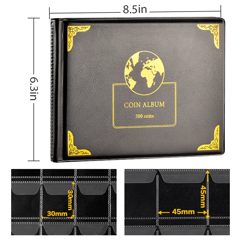 동전 수집 용품, 수집가용 거치대 북, 동전 수집 정리함 보관함 케이스 앨범, 300 포켓, 20, 25, 27