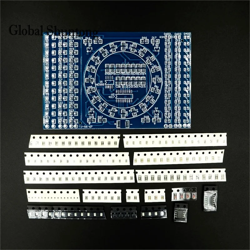 DIY CD4017 Rotating LED SMD NE555 Soldering Practice Board  Kit Fanny Skill Training Electronic Suit