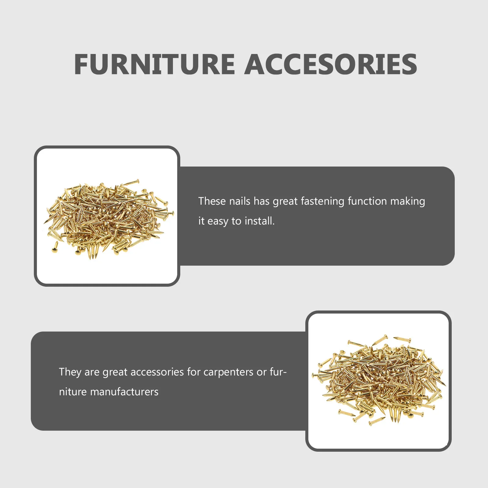 

200Pcs Brass Nails Round Head Furniture Nails Small Decorative Tacks for DIY Hinges Crafts Upholstery Hardware Accessories