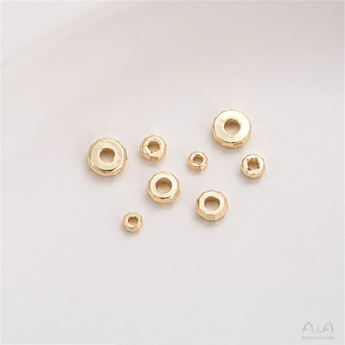 

14K Gold Cut Diamond Bead Wheel Spacer Handmade Beaded Diy Accessories Handmade Materials C385