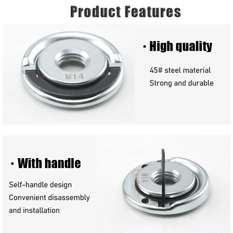 1Pc Angle Grinder M14 Thread Inner Outer Flange Nut Set Quick Release Nut Power Replacement For Metabo Bosch Milwaukee Makita