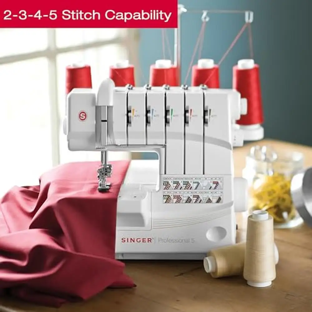 Professional Sewing Machine Serger Overlock Stitch Kit with Auto Tension 1300spm Speed Differential Feed Attachable Clean Pocket