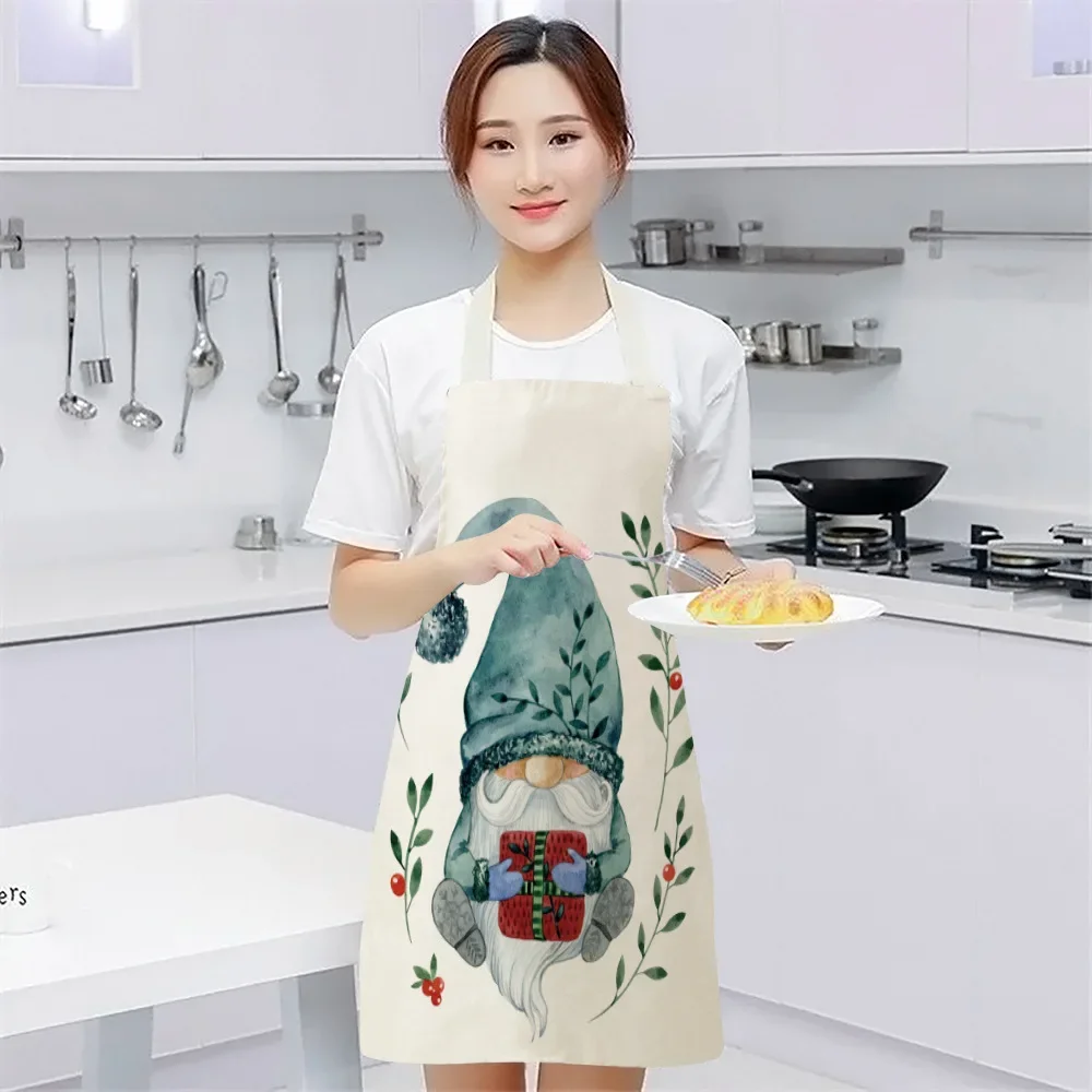 Christmas Apron Santa Claus Pinafores Cotton Linen Aprons 55*68cm Woman Adult Bibs for Home Kitchen Cooking Baking