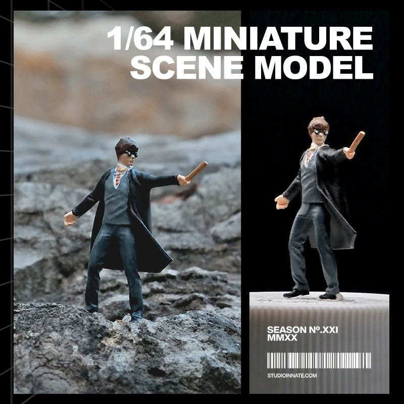 

Diorama 1/64 Miniature Figure Film Characters Magic Man Model Creative Photography Display Collection Garage scene Decoration
