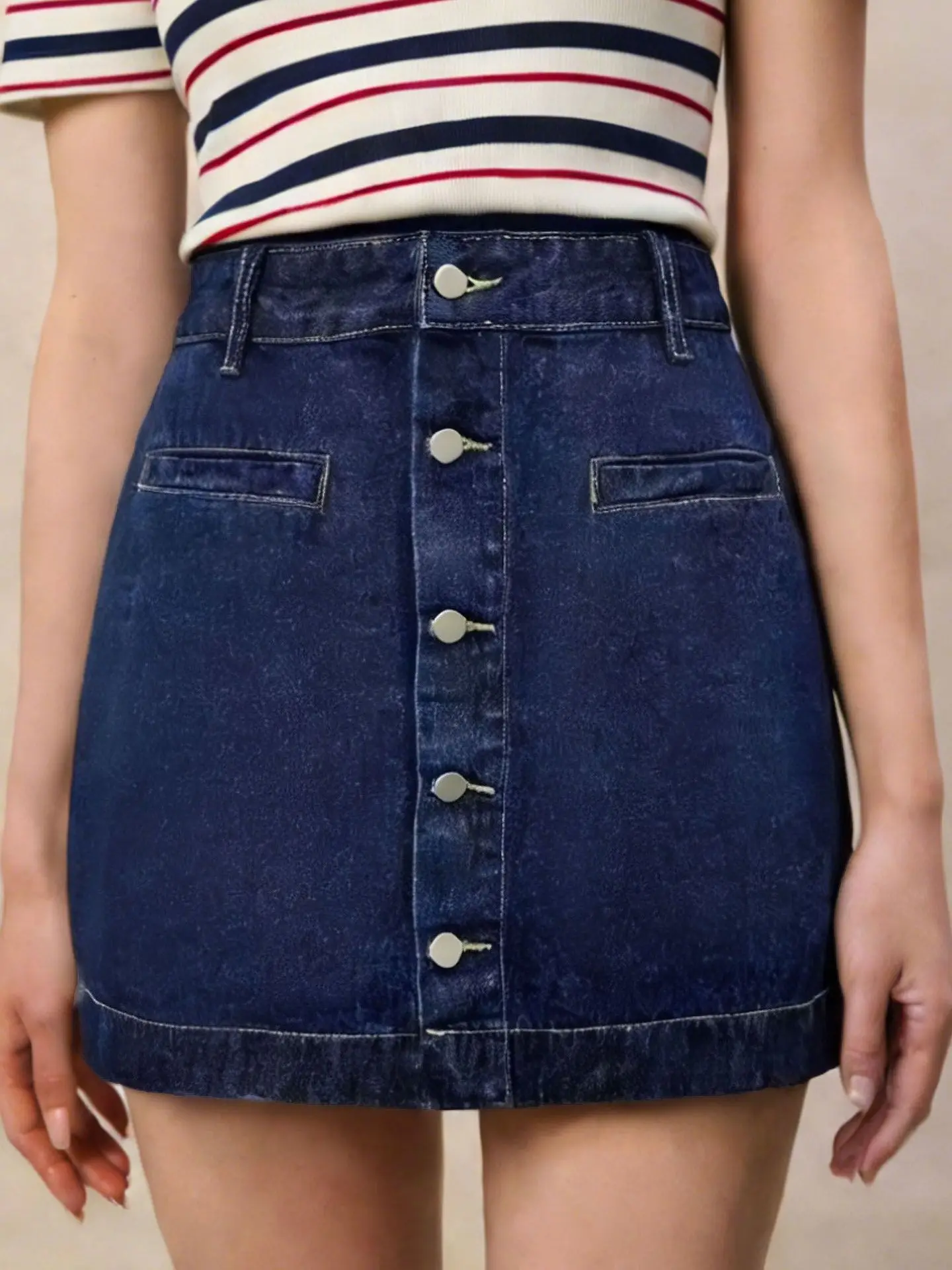 Vintage Single Breasted Denim Skirts 2026 Summer Women's Casual High Waist A-Line Mini Skirt American Style Fashion Jean Skirts