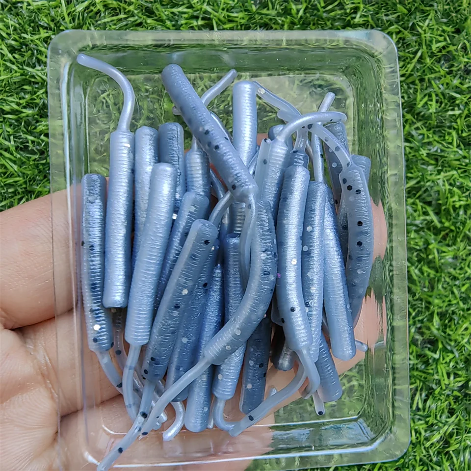20 teile/schachtel Mini Ozean Felsen Angeln Weiche Köder 0,3g/45mm Weichen Wurm Künstliche Köder Bass Silikon köder Angeln Zubehör – Detail 4