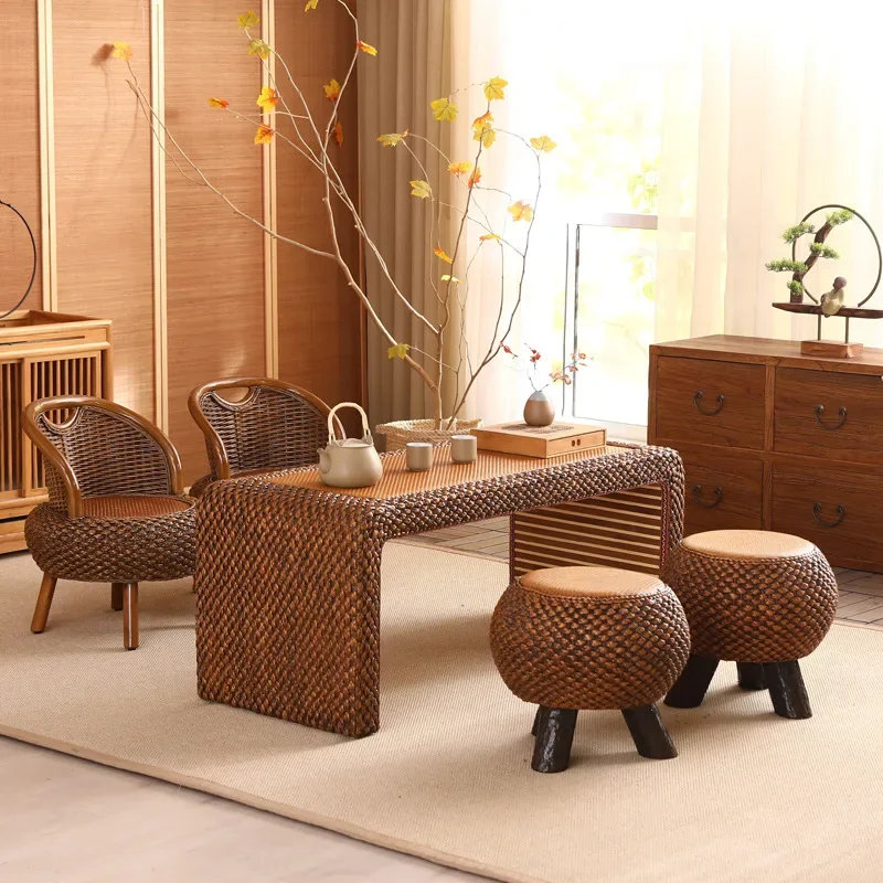 

Japanese Woven Tatami Tea Table, Japanese Zen Style Kang Table, Balcony Table, Household Small Low Table