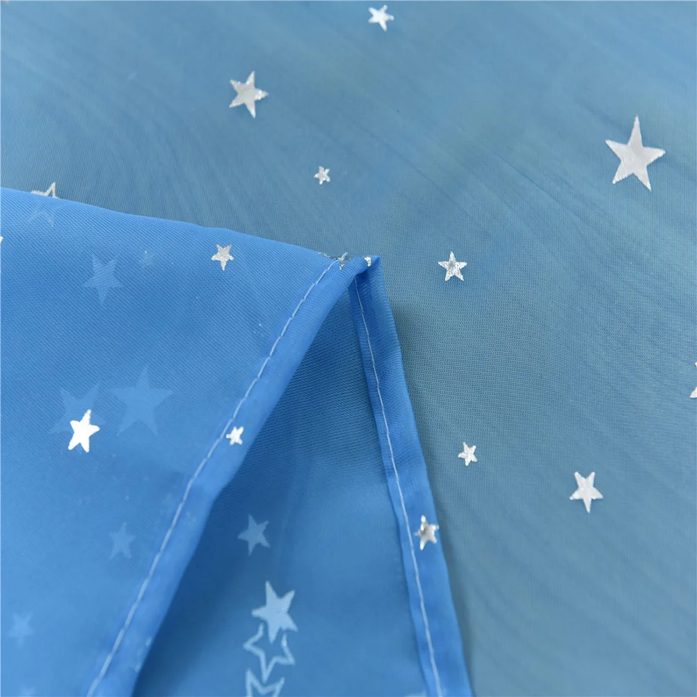 

Stylish Silver Star Window Drapes Blue 100x200cm Voile Sheer Curtains for Bedroom and Living Room Sheer Curtains