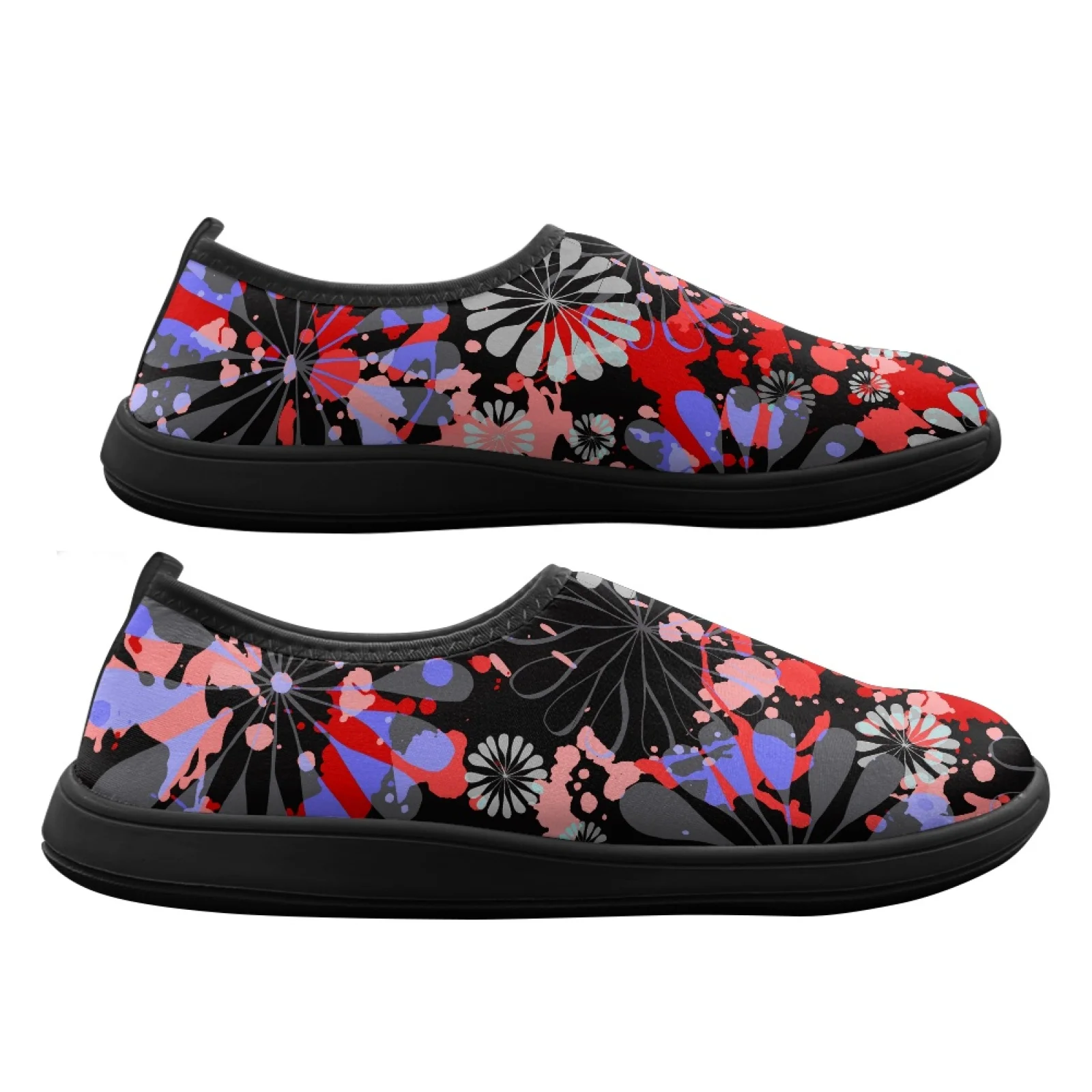 PENSTROLL Firework Splash Print Wide Toe Box Casual Shoes Barefoot Flats for Men Comfort Casual Non Slip Work Shoes