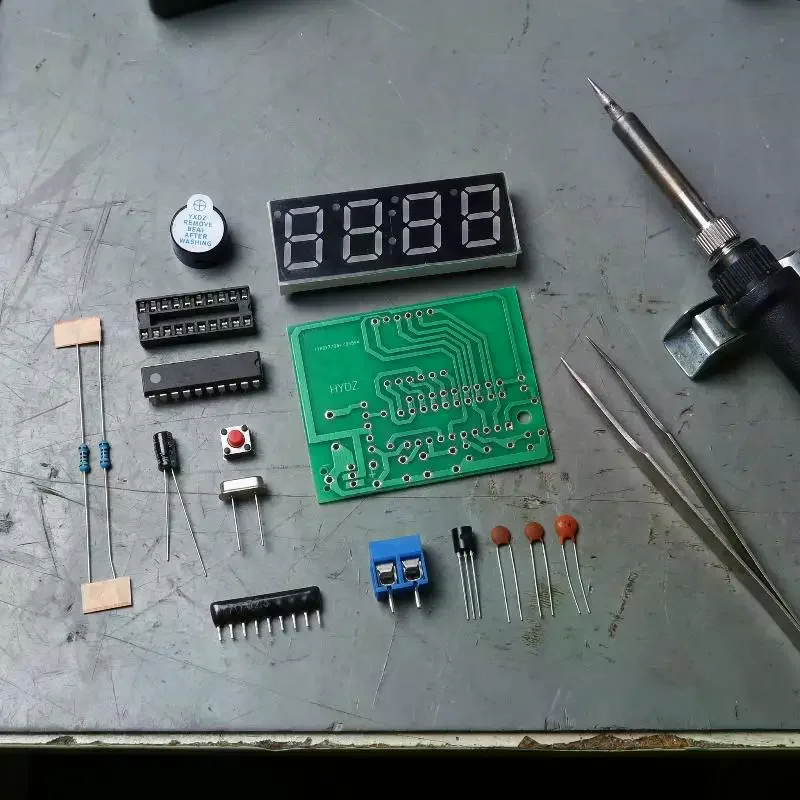 DIY Digital LED Clock Kit 4 Digit Electronic Display Module for Student Practice and Workshop Projects