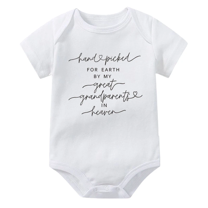 New Hand Picked For Earth By My Great Grandparents in Heaven Baby Rompers Boys Girls Bodysuits Clothes Baby Shower Gift