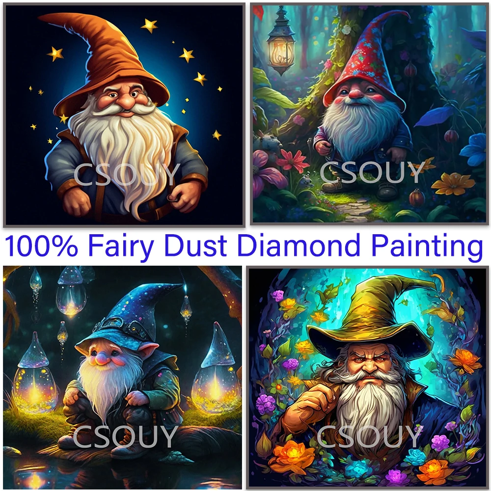 100% Fairy Dust Square 5D Drill Full Diy Diamond Painting Cross Stitch Crystal Embroidery Mosaic Decor Wizard Sorcerer Needlewor