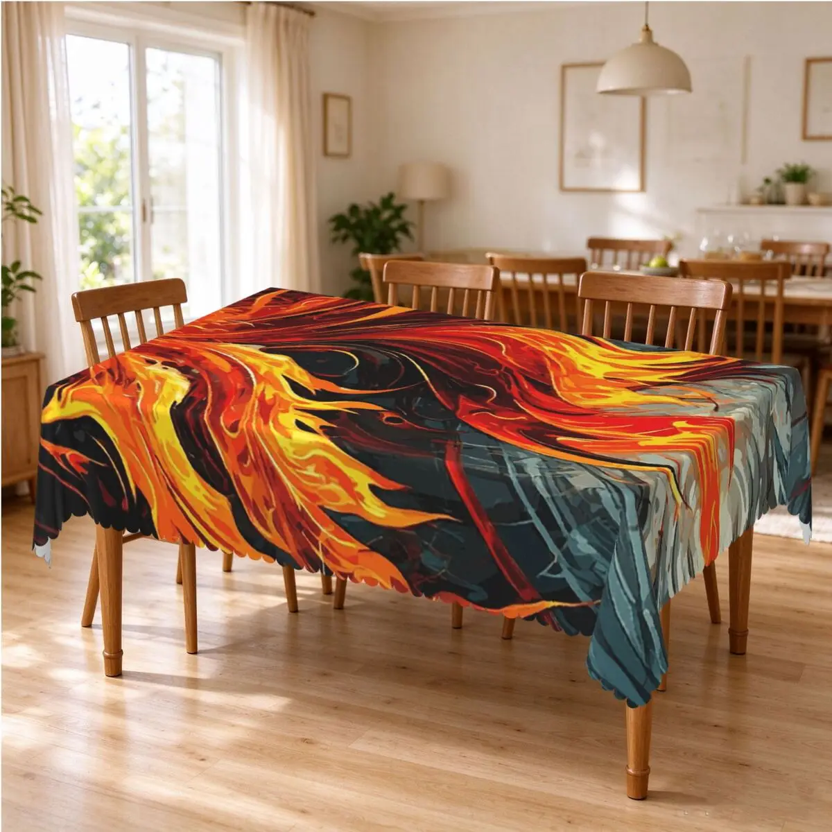 Symphony Abstract Fire Flame Tablecloth Restaurant Kitchen Rectangular Tablecloth Festival Party Tablecloth Dining Table Cover