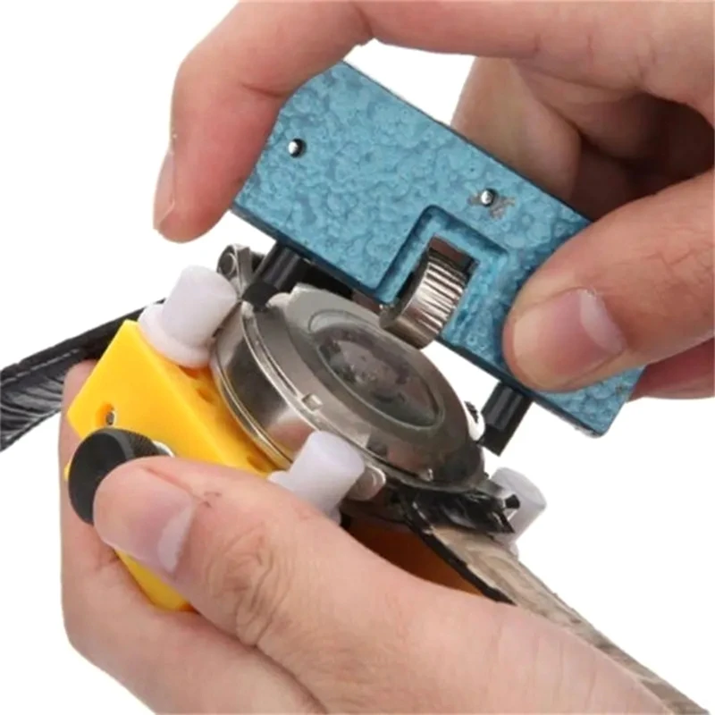 Watch Adjustable Opener Back Case Cover Press Closer Remover Fixing Holder Case Repair Tool Movement Dial Fixer Yellow