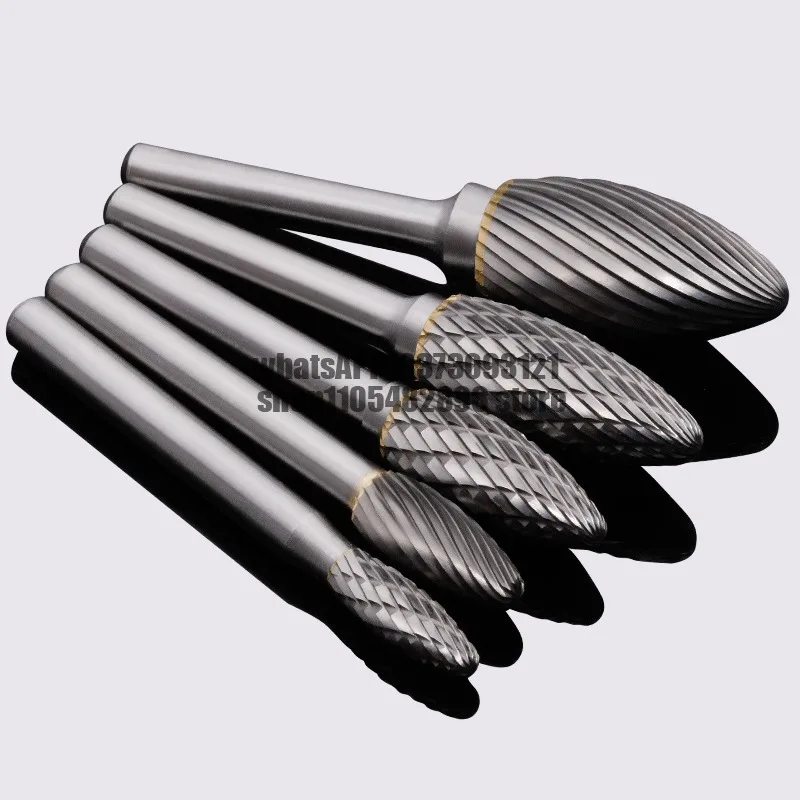 Wugang rotary file wood carving tool milling 6mm handle metal tungsten carbide grinding head H-type torch shape