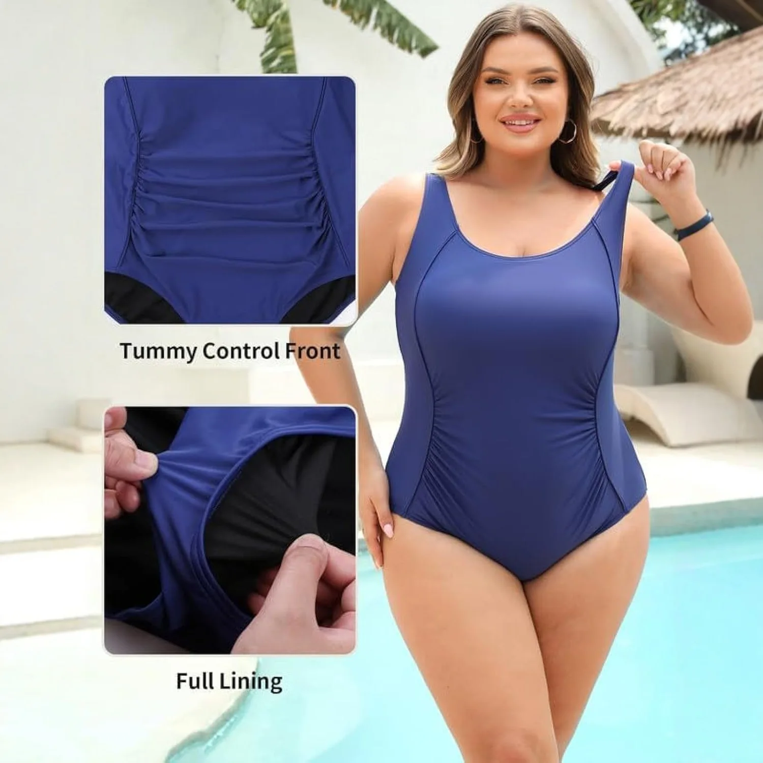 2026 New Plus Size Sexy Swimwear Women Tummy Control One Piece Swimsuit Beach Bathing Suit