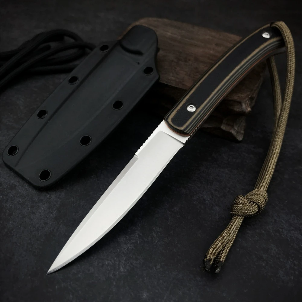Lightweight Pocket Straight Knife 3.03" 8Cr13Mov Fixed Blade Two-tone Laminated G10 Composite Handle with Sheath EDC Multi-tool