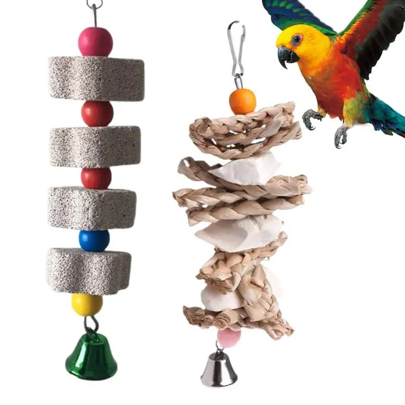 2pcs Cockatiels Supplies Peony Tiger Skin Biting Toys Colored Cage Interior Decoration Birds Grinding Bird Cage Bite Toys