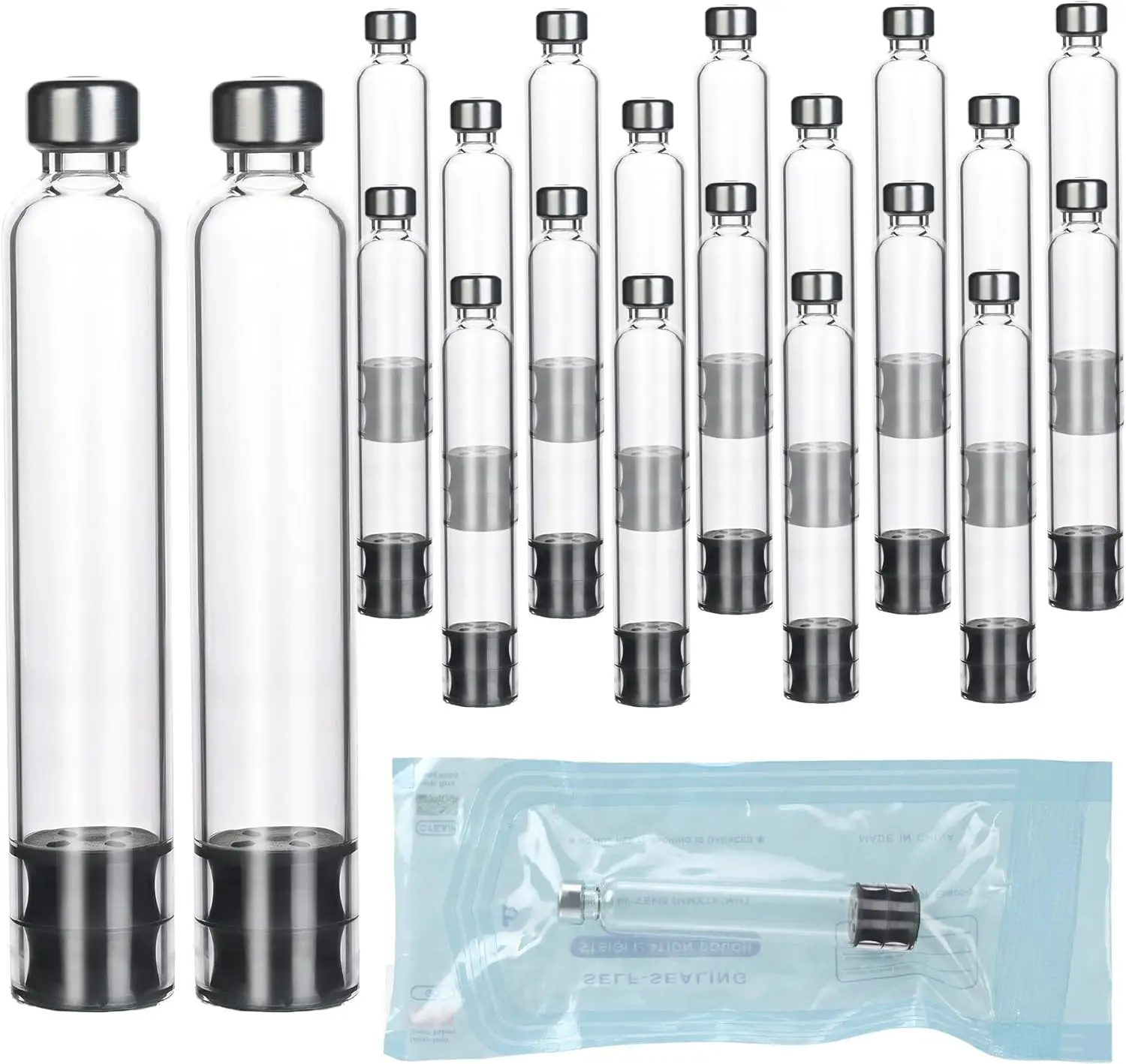 Image of 50/20/10er Pack 3ml Leere Glaskartuschen für Peptid-Pens V1 V2 mit 11mm langem Stopper, sterilisiert, einzeln verpackt