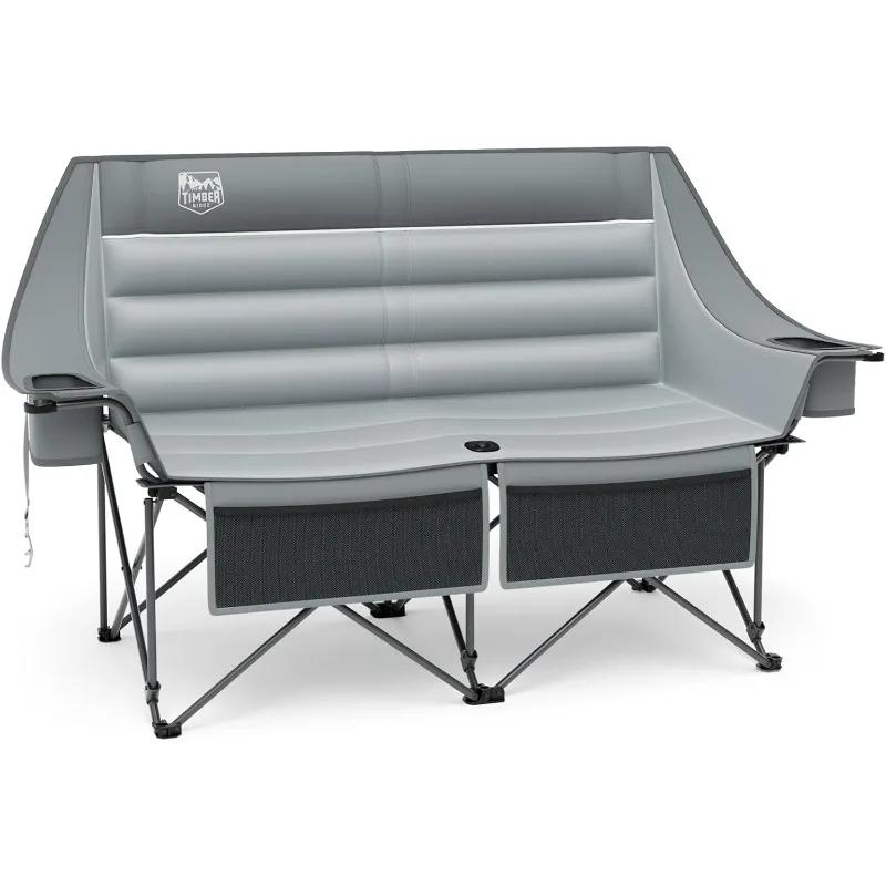 

TIMBER RIDGE Fully Padded Double Camping Chair, Heavy Duty Outdoor Folding Camp Couch, Loveseat Camping Chairs, Supports 600 lbs