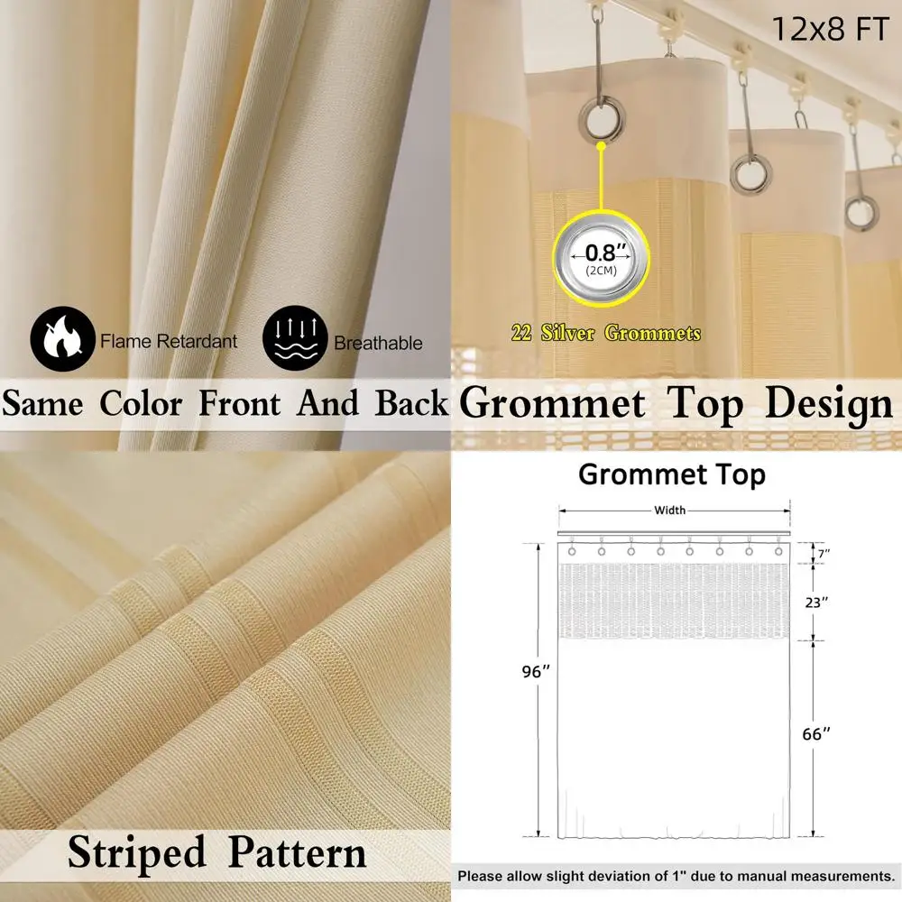 ستارة مقسمة طبية واسعة مقاومة للهب مقاس 12 × 8 أقدام، تتضمن الحلقات، باللون البيج للمستشفى والمنتجعات الصحية والمختبر (لوحة واحدة)