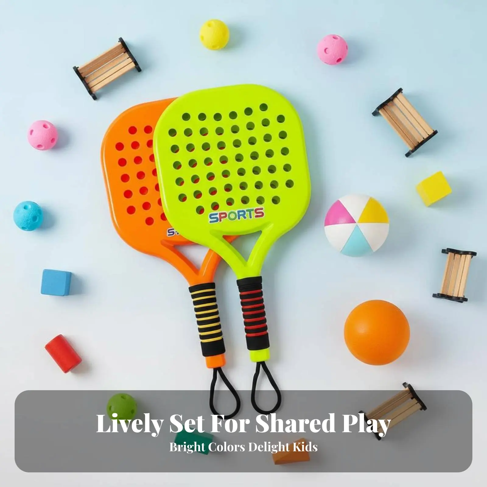 

Kids Pickleball Set Easy to Grip Kids Racket Set Children's Paddle Game Long-Lasting Children's Racket Toy Short Handles