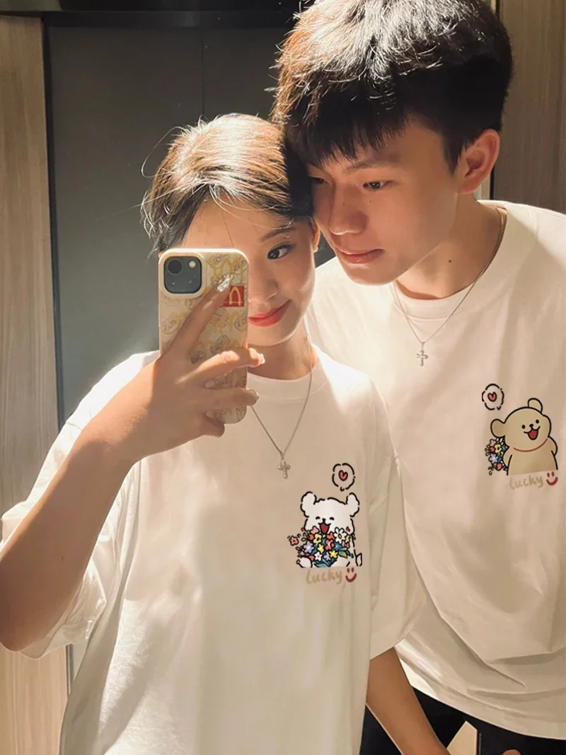 연인 커플 T 여성 남성 최신 발렌타인 선물 인쇄 미스터 부인 커플 여름 Lovershirt 미적 의류에 대한 일치하는 옷