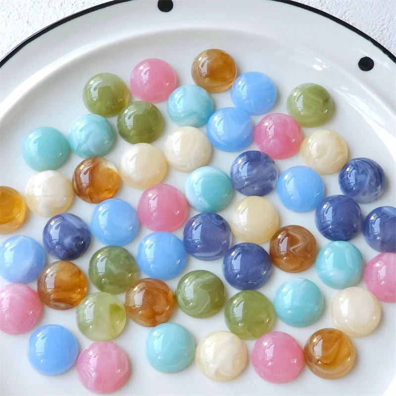 وصل جديد 100 قطعة/الوحدة 18 مللي متر اللون طباعة الهندسة جولات شكل الراتنج كابوشون الخرز لتقوم بها بنفسك مجوهرات الملابس إكسسوارات الشعر #5