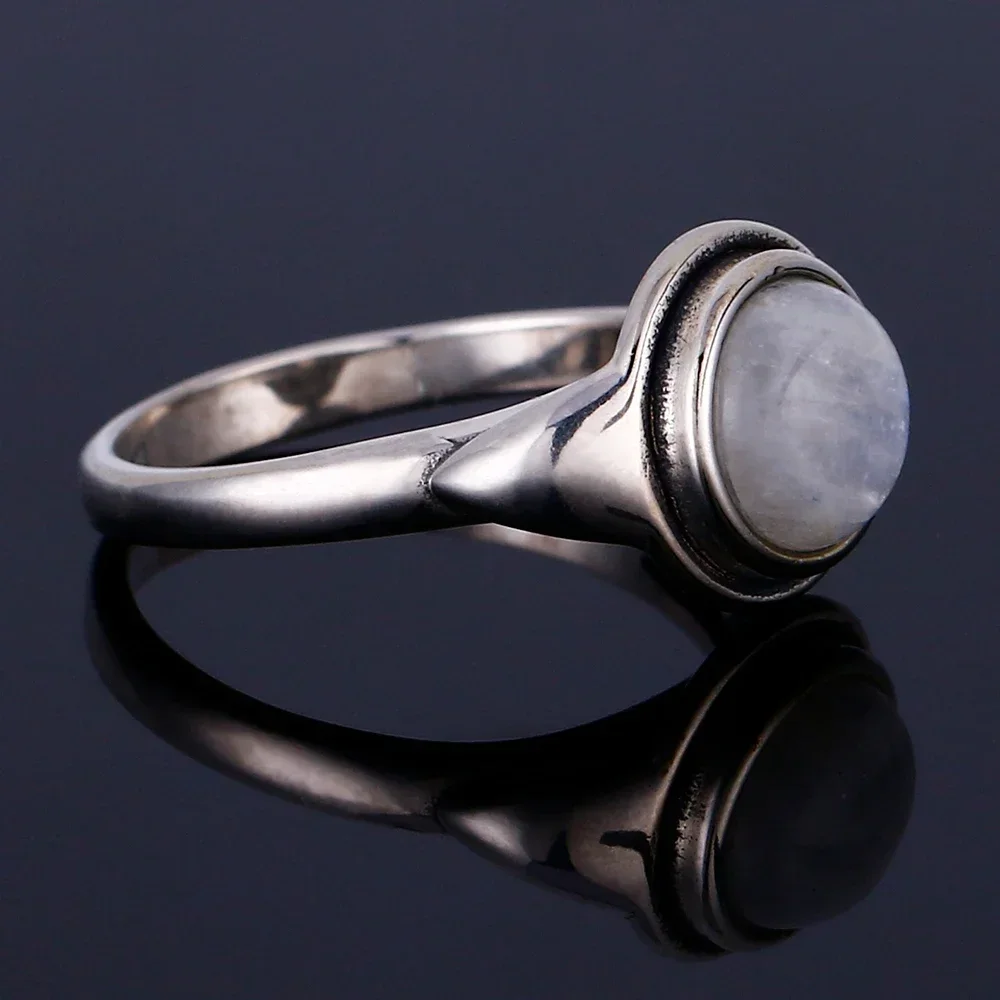 Anillos de piedra lunar Natural de alta calidad para mujer, anillo de dedo de Plata de Ley 925, regalo de aniversario, joyería fina de lujo