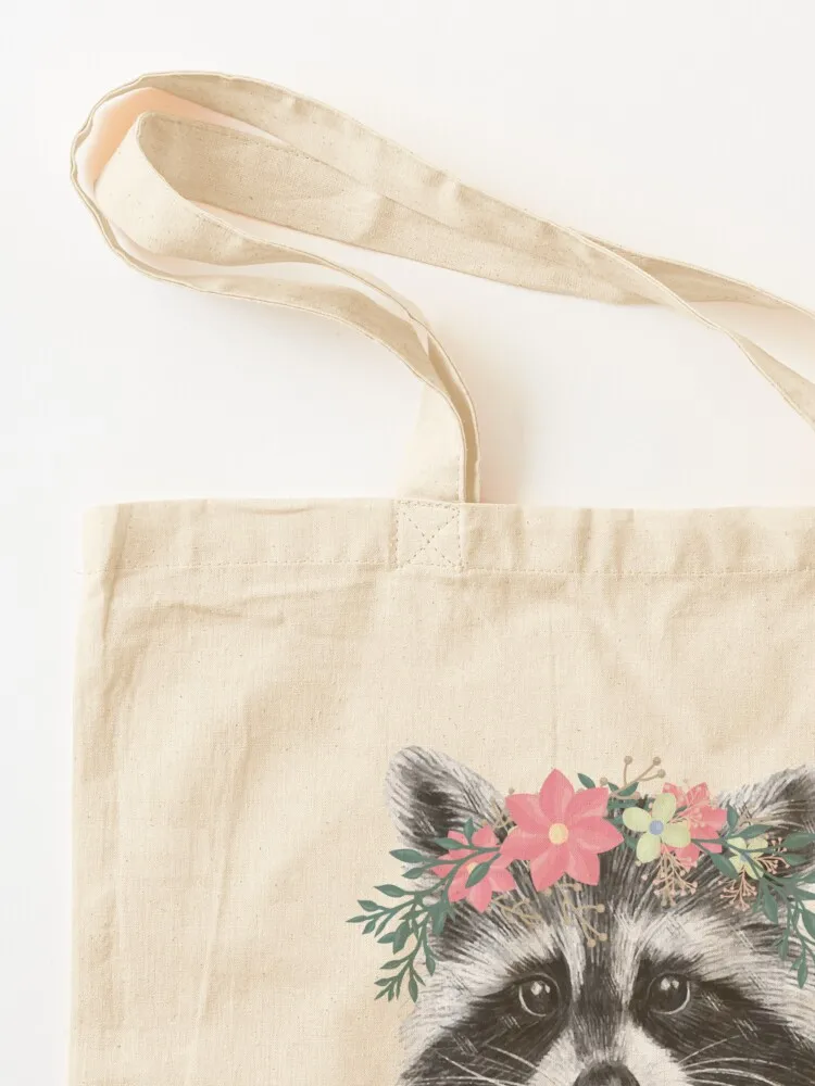 الراكون الأزهار تاج الزهور مضحك لطيف الحيوان الراكون هدية حمل حقيبة حمل حقيبة امرأة حمل الحقائب الجمالية حقيبة الرجال