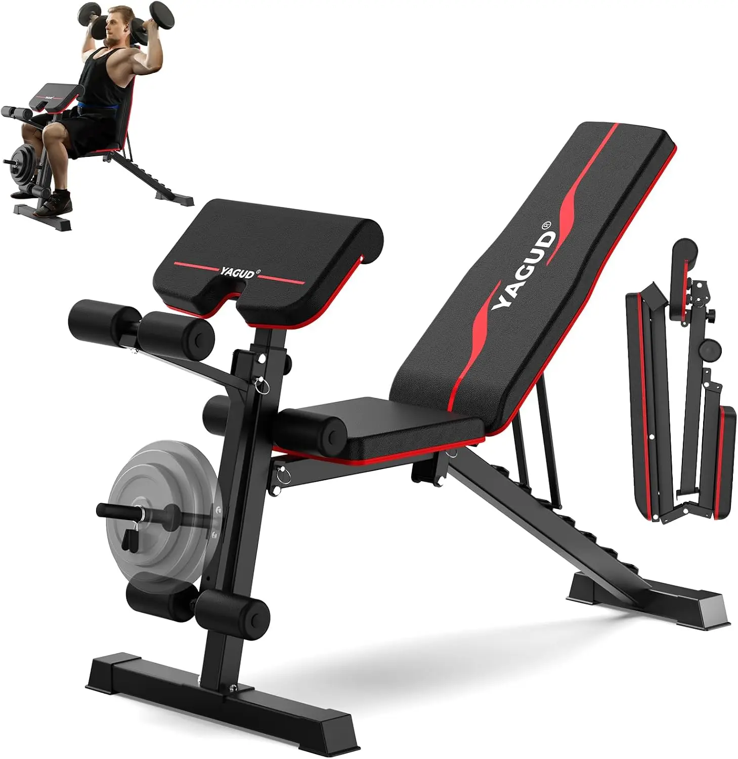 Foldable Adjustable Strength Training Bench, Workout Weight Bench for Bench Press
