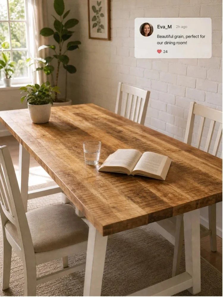 Massivholz-Tischplatte aus Mangoholz 140x60 cm, 25-27 mm dick, Natürliche Massivholz-Tischplatte für Esszimmer, Schreibtisch, Arbeitsplatz