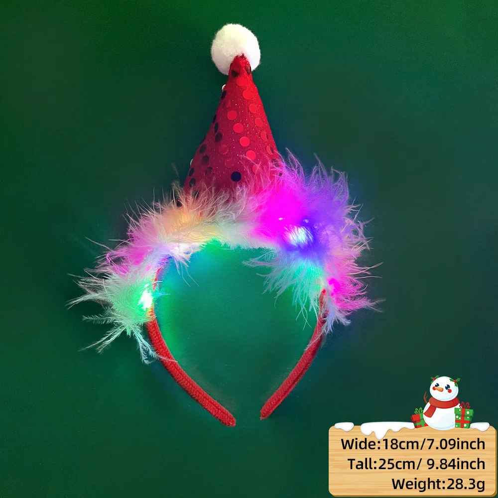 2023 Led Christmas Antler Headband Reindeer Light Up Headband Hair Hoop Children Party Costume Decoration