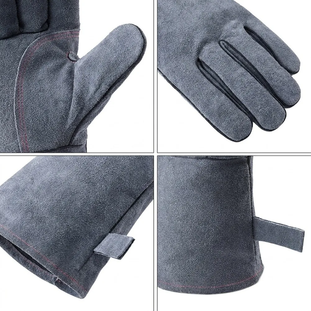 16 Inch Gray Welding Gloves with 350 C Heat Resistance Suitable for BBQ Pitmasters Welders and Metal Fabricators